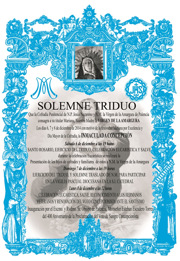 Cartel Triduo a N.M. la Virgen de la Amargura 2014.